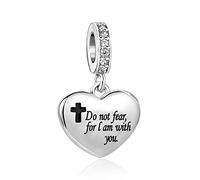SBI Jewelry Women I Love You Heart Dangle Christian Bible-verse Cross Charm Compatible with Pandora Charm Bracelet Religious Jewellery Gifts