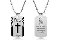 SBI Jewelry Women Men Philippians 4:13 Necklace Bible Verse Prayer Sister Best Friends Mum Auntie Birthday Christmas Family Jesus God Holy