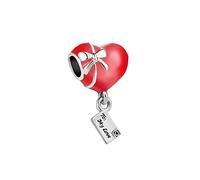 SBI Jewelry Women Red Gift My Love Letter Heart Charm Compatible with Pandora Charm Bracelet Dangle Clear Birthstone Pendant Anniversary Birthday