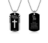 SBI Jewelry Women Trust in God Jesus Christ Cross Necklace for Men Black Stainless Steel Bible-verse Prayer Birthday Necklace Jewellery Gift