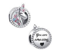 SBI Jewelry You are Amazing Beads for Friends Sister Heart Love Pink Unicorn Birthday Charm Compatible with Pandora Bracelets for Women