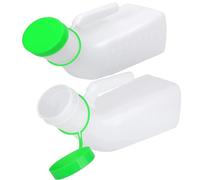 SBJKLYRN, 2 Pack Urinals for Men with Glow Lid in The Dark,1000ml Male Urinal Pee Bottle with Spill Proof Screw Green Cap for Travel & Urine Collection,Urinal(Green2PACK)
