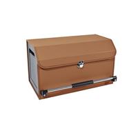 SBJKLYRN car storage box， Leather Sturdy Trunk Storage Bin Box, Foldable Organizer with Lid and Handle for Men/Women(Light Brown)