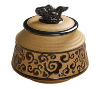 SBJKLYRN Ceramic pet urn, Mini Ceramic Funeral Urn A Small Number of People Or Pets Ash Cans Trumpet Souvenir(D)