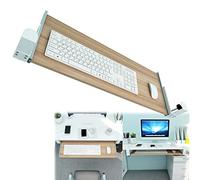 SBJKLYRN Custom Keycap Set, Wooden Tray Keyboard Support Bracket with Slides, Clamp-On Keyboard Drawer,Under Desk Slide-Out Platform/Red/55 * 30Cm(White,55 * 30Cm)