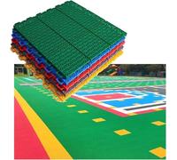 SBJKLYRN Outdoor sports tiles, 9pcs PP Modular Interlocking Floor Mats,Outdoor Basketball Nursery School DIY Sport Court Tiles,Rapid Drainage, 34x34cm(Orange)