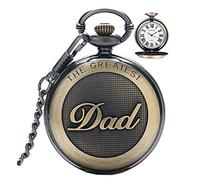 SBJKLYRN Pocket Watch, Mens Classic Pocket Fob, Father of The Bride Gift - with Chain, Pendant Pocket Watch for The Greatest Dad - Retro Gifts for Weddings, Birthday