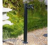 SBJKLYRN Vertical tap Black Freestanding Garden Water Column, 304 Stainless Steel Cylindrical Dispenser, with Double Outlet Fauce(Height: 95cm/37.4in)