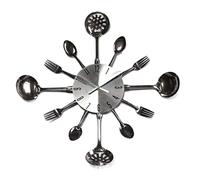 SBJKLYRN wall clock, 3D Modern Creative Cutlery Kitchen Spoon Fork Wall Clock Room Home Decoration Wall Clocks for Living Room(Silver)