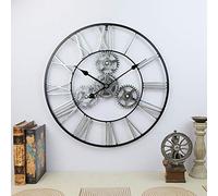 SBJKLYRN Wall Clocks, Iron Wall Clock Roman Numerals Solar Movement Silence Circle Shape Multicolor Multiple Sizes(D,L)