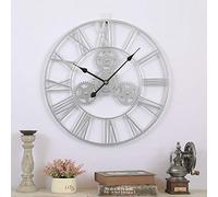 SBJKLYRN Wall Clocks, Iron Wall Clock Roman Numerals Solar Movement Silence Circle Shape Multicolor Multiple Sizes(B,L)