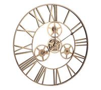 SBJKLYRN Wall Clocks, Iron Wall Clock Roman Numerals Solar Movement Silence Circle Shape Multicolor Multiple Sizes(A,L)