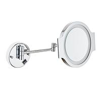 SBJKLYRN Wall Mounted Makeup Mirror, With Lights and 3X Magnification Chrome LED Wall Mounted Bathroom Vanity Mirror 360° Swivel Extendable
