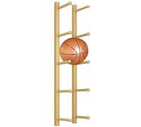 SBJKLYRN Yoga Mat Storage Rack, Wall Mount Yoga Mat Holder, 5 -Layer Metal Exercise Mats Rack - Home Gym Storage Organizer for Foam Rollers Skateboard Ski Board(Gold,5)