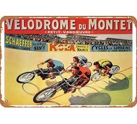 SBKGBIEHG Cycling Race Velodrome Du Montet C.1925 Vintage Sign Rustic Decor Metal Sign Home Kitchen Bar Cafe Club Cave Wall Decor Retro Tin Sign 30x43cm