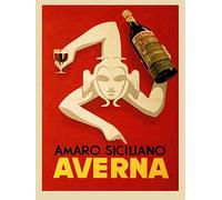 SBKGBIEHG Italian Red Wine Amaro Siciliano Averna Metal Sign Vintage Decor Art Sign Home Kitchen Bar Cafe Club Cave Wall Decor Retro Tin Sign 30x43cm