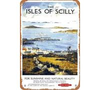 SBKGBIEHG Metal Sign British Rail Isles of Scilly Railway Travel Retro Decor Home Kitchen Bar Cafe Club Cave Wall Decor Vintage Tin Sign 30x43cm