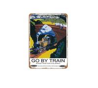 SBKGBIEHG Metal Sign Go By Train: British Railway Travel Retro Decor Home Kitchen Bar Cafe Club Cave Wall Decor Vintage Tin Sign 30x43cm