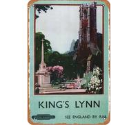 SBKGBIEHG Metal Sign King's Lynn British Rail Railway Travel Retro Decor Home Kitchen Bar Cafe Club Cave Wall Decor Vintage Tin Sign 20x30cm