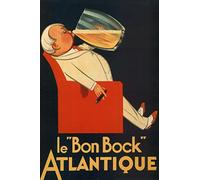 SBKGBIEHG Metal Sign Le Bon Bock Atlantique Funny Sign Retro Decor Home Kitchen Bar Cafe Club Cave Wall Decor Vintage Tin Sign 30x43cm