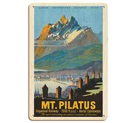 SBKGBIEHG Metal Sign Mt. Pilatus - Lucerne, Switzerland - Cogwheel Railway Vintage Decor Art Sign Home Kitchen Bar Cafe Club Cave Wall Decor Retro Tin Sign 20x30cm