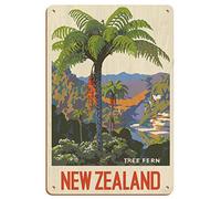 SBKGBIEHG Metal Sign New Zealand Tin Sign - Tree Fern - Travel By Marcus King C.1950 Vintage Decor Art Sign Home Kitchen Bar Cafe Club Cave Wall Decor Retro Tin Sign 20x30cm