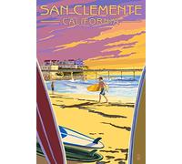 SBKGBIEHG Metal Sign San Clemente, California, Beach And Pier Vintage Decor Art Sign Home Kitchen Bar Cafe Club Cave Wall Decor Retro Tin Sign 30x43cm