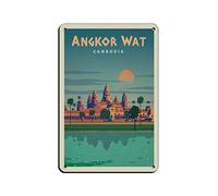 SBKGBIEHG Metal Signs Angkor Wat Cambodia Travel Tin Signs Vintage Bar Club Cave Home Kitchen Wall Decor Rustic Metal Sign Funny Decor 30x20CM