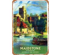 SBKGBIEHG Metal Tin Sign British Rail Maidstone Kent Railway Retro Decor Art Sign Home Kitchen Bar Cafe Club Cave Wall Decor Vintage Sign 20x30cm