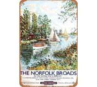 SBKGBIEHG Metal Tin Sign British Rail Norfolk Broads Railway Retro Decor Art Sign Home Kitchen Bar Cafe Club Cave Wall Decor Vintage Sign 30x43cm