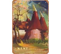 SBKGBIEHG Metal Tin Sign British Railways Kent Oast House Railway Retro Decor Art Sign Home Kitchen Bar Cafe Club Cave Wall Decor Vintage Sign 20x30cm