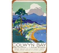 SBKGBIEHG Metal Tin Sign Colwyn Bay Beach Rustic Decor Vintage Sign Home Kitchen Bar Cafe Club Cave Wall Decor Retro Sign 20x30cm