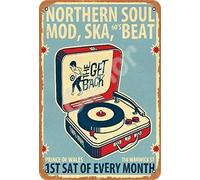 SBKGBIEHG Vintage Tin Sign Northern Mod Ska Beat Retro Decor Art Sign Home Kitchen Bar Cafe Club Cave Wall Decor Metal Sign 20x30cm