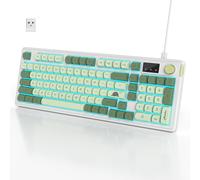 SbocKeeb 96% Wireless Keyboard with Number Pad and Knob,3-Modes Wired/Bluetooth 5.0/2.4G 98 Keys ABS Ball Caps RGB Quiet Mechanical Feel Membrane Gaming Keyboard for Win/Mac（Matcha）
