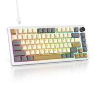 SbocKeeb Custom 75% Creamy Sounding Mechanical Gaming Keyboard with Linear Switch, RGB Wired Thocky Gaming Keyboard 75 Percent Hot Swappable Macro for Win Mac PC Laptop（Shimmer/White Switch）