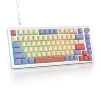 SbocKeeb Custom 75% Creamy Sounding Mechanical Gaming Keyboard with Linear Switch, RGB Wired Thocky Gaming Keyboard 75 Percent Hot Swappable Macro for Win Mac PC Laptop（Cotton Candy/White Switch）