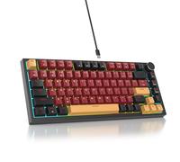 SbocKeeb Custom Gaming Keyboard 75 Percent Hot-Swap, Wired Mechanical RGB Keyboard with Gasket and Sound Absorbing Pads Programmable American QWERTY V400 Red Samurai