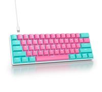 SbocKeeb Portable 60% Mechanical Gaming Keyboard, 60 Percent Red Switch Keyboard LED Backlit, 61 Keys Mini Pink Keyboard, USB Wired Office Keyboard for Windows Mac Laptop PC (61 Miami)