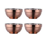 SBOMHS Cereal Bowl Stainless Steel 340 ml Rose Gold Soup Bowls Set of 4 Rice Bowl Large Pasta Bowl Dessert Bowls Wide 11.4 cm (4.5 inches) Metal Ramen Bowls Double Layer Anti-Hot