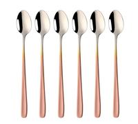 SBOMHS Latte Macchiato Spoon 18/10 Stainless Steel Coffee Spoon Long Handle Cafe Cappuccino Spoon Dessert Spoon 20 cm Long Drink Spoon for Yoghurt Nutella Latte Coffee Pack of 6 (Colour Gradient Rose