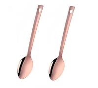 SBOMHS Serving Spoon Cooking Spoon Stainless Steel 2 Pieces Long Handle Vegetable Spoon Length 33 cm, Width 7 cm Mixing Spoon Pouring Spoon for Kitchens Rose Gold