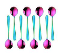 SBOMHS Tablespoon Large Cereal Spoon Stainless Steel 18/10 Rainbow Soup Spoon 8-Piece Menu Spoon Length 17.5 cm Width 4.5 cm Table Spoon for muesli Porridge Dessert Spoon
