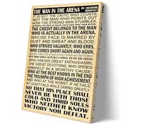 Sboobily Man in the Arena Wall Art Framed Inspirational Quotes Poster Modern Vintage Speech Posters Canvas Motivational Pictures Prints for Office Decor 12x18 inches
