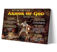 Sboobily Put On The Full Armor God Wall Art Warrior Ephesians 6 11-17 Bible Verse Poster Framed Christian Quotes Wall Art Picture Prints 12x18 inches