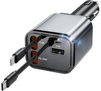 SBR LEGACY 69W Car Charger, USB-C & USB Fast Charging Adapter, 5-Port Retractable Design, Compatible with iPhone, Samsung, Steam Deck, Laptops