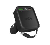 SBS 3-in-1 Car charger with integrated retractable cable SBS 3-in-1 Car charger with integrated retractable cable