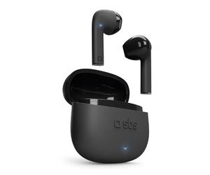 sbs Auricolari TWS ONE COLOUR con custodia di ricarica, controlli touch e microfono integrato, assistente vocale, fino a 3 ore di ascolto, cavo di ricarica USB-C incluso, nero