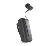 Sbs Bluetooth Headset with Clip and Retractable Cable, Multipoint Technology to Connect 2 Devices Simultaneously, Up to 7 Hours Talk Time, Black