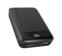 SBS Compact PowerBank, 10000mAh, 20W Power Delivery (PD 3.0 PPS), AFC, Power Bank with Fast Charging, LCD Display, USB-C, USB-A, Portable Travel Charger, Compact Design, Black