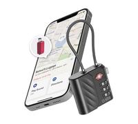 SBS Track My Lock TSA Lock with Integrated Finder Locator, Apple Where's Compatible (iOS) Compatible, 3 Digit Combination Lock, 60 dB Alarm, USB-C Charging, Ideal for Suitcases and Bags, Black